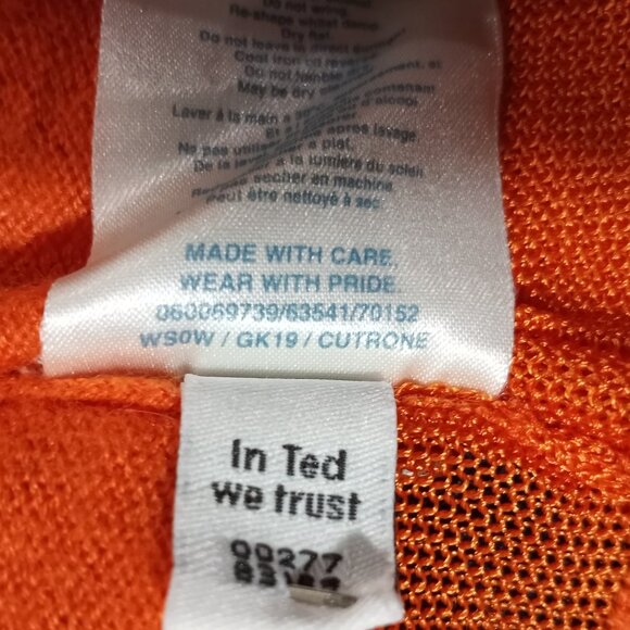 TED BAKER BRIGHT ORANGE LONSLEEVE WRAP CARDIGAN WITH SHEER PANELS WOMEN SIZE S - Picture 3 of 12